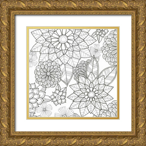 Intricate Flowers 2 Gold Ornate Wood Framed Art Print with Double Matting by Varacek, Pam