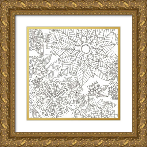 Floral Garden Gold Ornate Wood Framed Art Print with Double Matting by Varacek, Pam