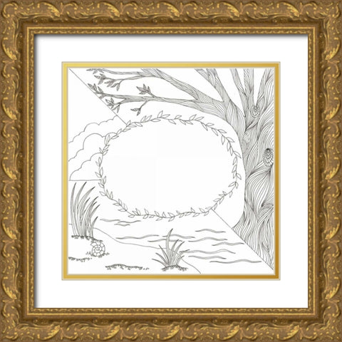 In The Begining Gold Ornate Wood Framed Art Print with Double Matting by Varacek, Pam