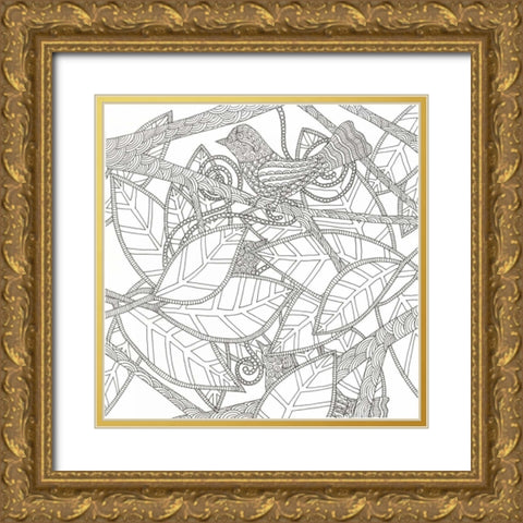 Bird In The Shadows Gold Ornate Wood Framed Art Print with Double Matting by Varacek, Pam