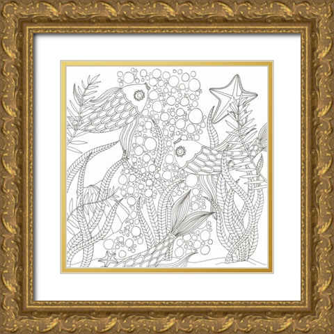 Underwater Meeting Gold Ornate Wood Framed Art Print with Double Matting by Varacek, Pam