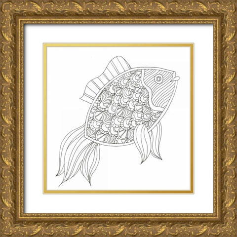 Lonely Fish Gold Ornate Wood Framed Art Print with Double Matting by Varacek, Pam
