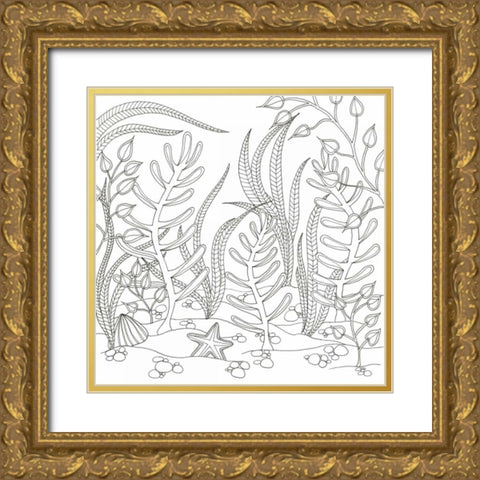 Seaweed Scenery Gold Ornate Wood Framed Art Print with Double Matting by Varacek, Pam