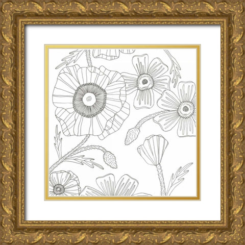 Hairy Flourish Gold Ornate Wood Framed Art Print with Double Matting by Varacek, Pam