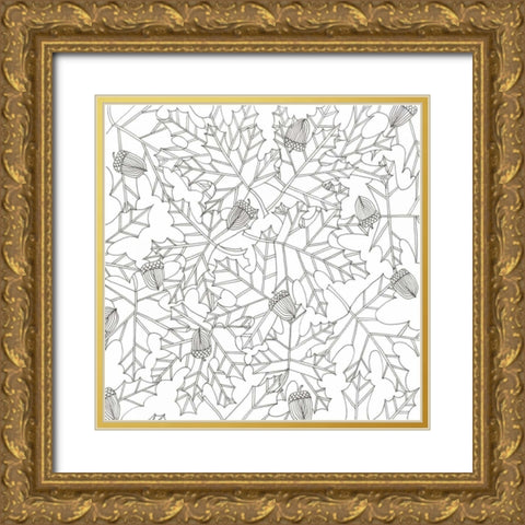 Acorns In The Pile Gold Ornate Wood Framed Art Print with Double Matting by Varacek, Pam