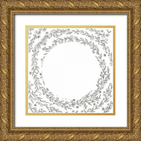 Swirling Vines Boarder Gold Ornate Wood Framed Art Print with Double Matting by Varacek, Pam