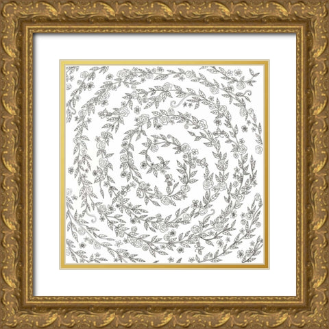 Swirling Vines Gold Ornate Wood Framed Art Print with Double Matting by Varacek, Pam