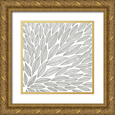 Flying Leaves Gold Ornate Wood Framed Art Print with Double Matting by Varacek, Pam