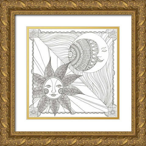 Night And Day Gold Ornate Wood Framed Art Print with Double Matting by Varacek, Pam