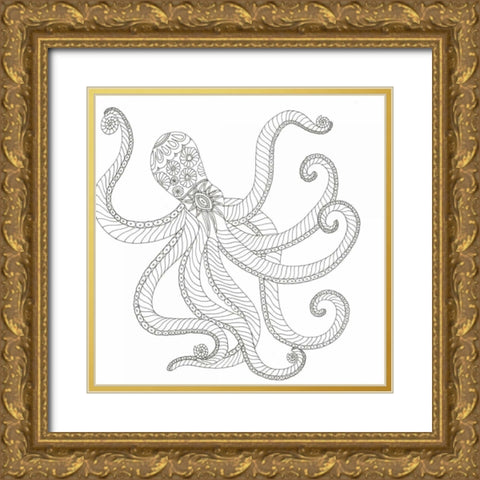 Creatures From The Deep 2 Gold Ornate Wood Framed Art Print with Double Matting by Varacek, Pam