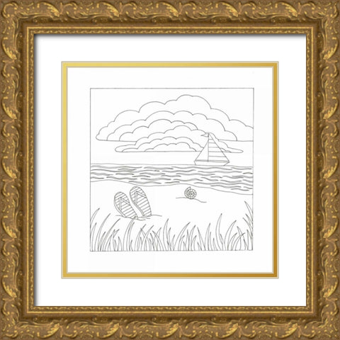 Summer Time Fun Gold Ornate Wood Framed Art Print with Double Matting by Varacek, Pam