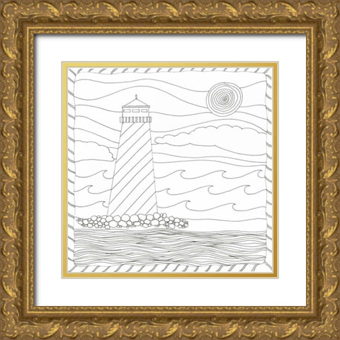 Lighthouse Majesty Gold Ornate Wood Framed Art Print with Double Matting by Varacek, Pam