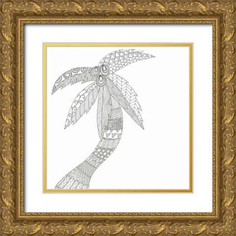 Isolated Palm Gold Ornate Wood Framed Art Print with Double Matting by Varacek, Pam