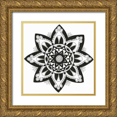 Yang Mandala Gold Ornate Wood Framed Art Print with Double Matting by Varacek, Pam