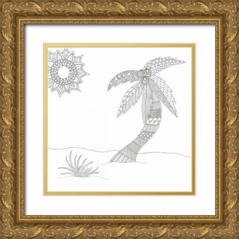 Summer Palm Gold Ornate Wood Framed Art Print with Double Matting by Varacek, Pam