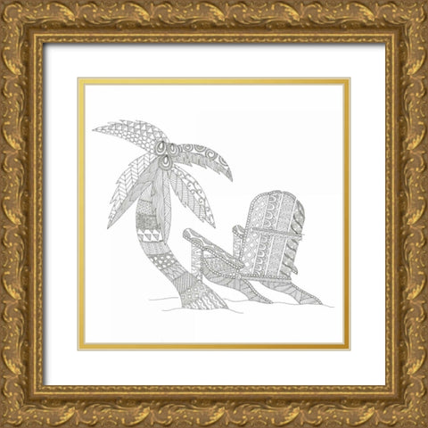 Summer Seat Gold Ornate Wood Framed Art Print with Double Matting by Varacek, Pam