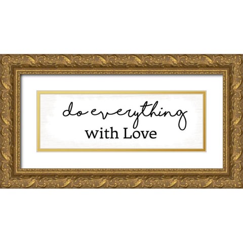 With Love Gold Ornate Wood Framed Art Print with Double Matting by Lula Bijoux And Company