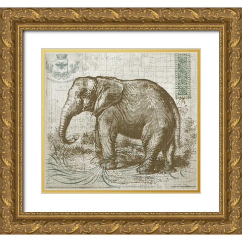 Elegant Safari Elephant 1 Gold Ornate Wood Framed Art Print with Double Matting by Allen, Candace