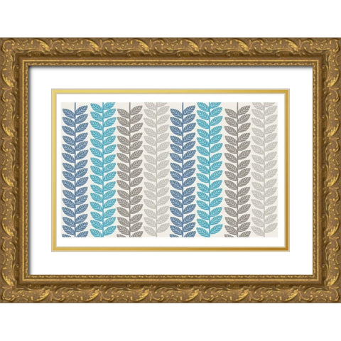 Vine Leaves 1 Gold Ornate Wood Framed Art Print with Double Matting by Lula Bijoux and Company