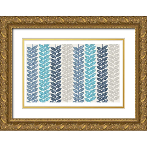 Vine Leaves 2 Gold Ornate Wood Framed Art Print with Double Matting by Lula Bijoux and Company