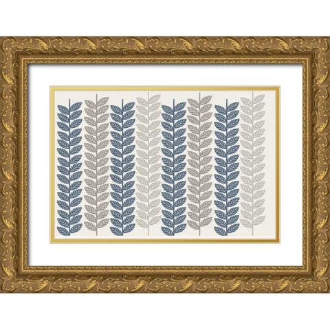 Vine Leaves 3 Gold Ornate Wood Framed Art Print with Double Matting by Lula Bijoux and Company