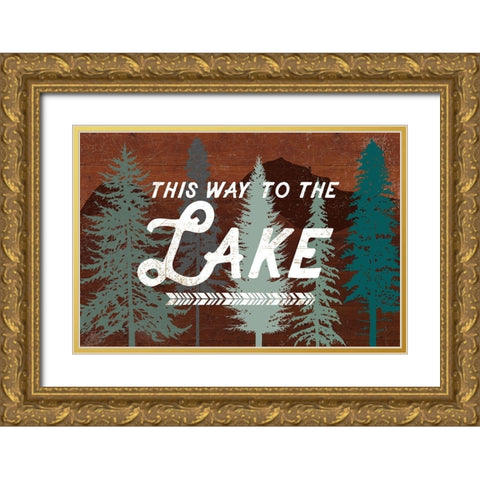 This Way To The Lake Gold Ornate Wood Framed Art Print with Double Matting by Lula Bijoux and Company