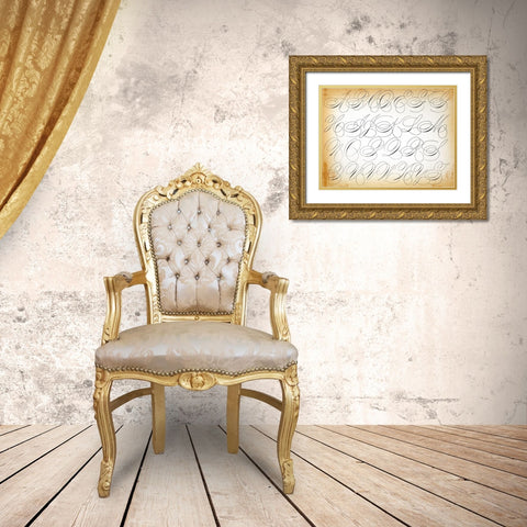 Industrial Scripture Gold Ornate Wood Framed Art Print with Double Matting by Lula Bijoux and Company