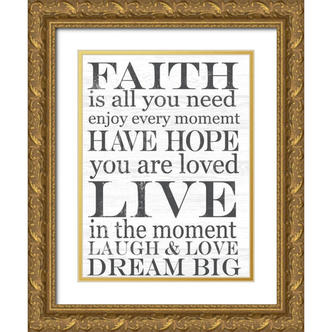 FAITH Gold Ornate Wood Framed Art Print with Double Matting by Lula Bijoux and Company