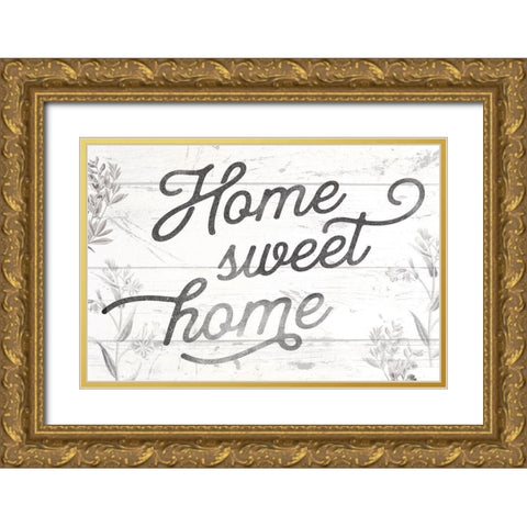 Home Sweet Home Gold Ornate Wood Framed Art Print with Double Matting by Lula Bijoux and Company