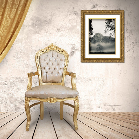 Mistty Mountains Gold Ornate Wood Framed Art Print with Double Matting by Lula Bijoux and Company