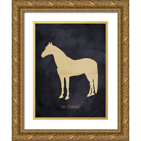 Horse Gold Ornate Wood Framed Art Print with Double Matting by Lula Bijoux And Company