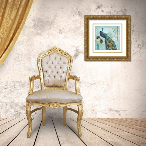 Peacock Nouveau Gold Ornate Wood Framed Art Print with Double Matting by Lula Bijoux and Company