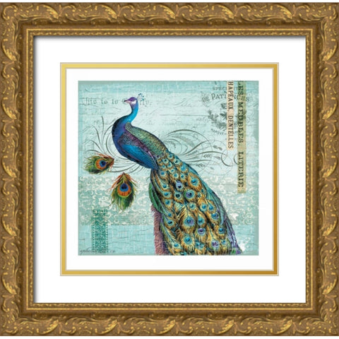 Peacock Nouveau Gold Ornate Wood Framed Art Print with Double Matting by Lula Bijoux and Company