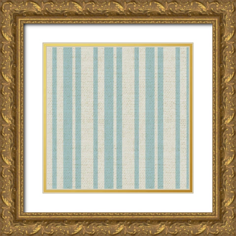 Nautical Turq Stripe 1 Gold Ornate Wood Framed Art Print with Double Matting by Allen, Candace
