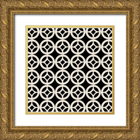 Geo Black and Gold 5 Gold Ornate Wood Framed Art Print with Double Matting by Allen, Candace