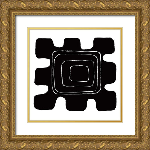BW Minimalist 3 Gold Ornate Wood Framed Art Print with Double Matting by Lula Bijoux And Company