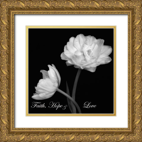 Faith Hope Love Gold Ornate Wood Framed Art Print with Double Matting by Poinski, Dianne