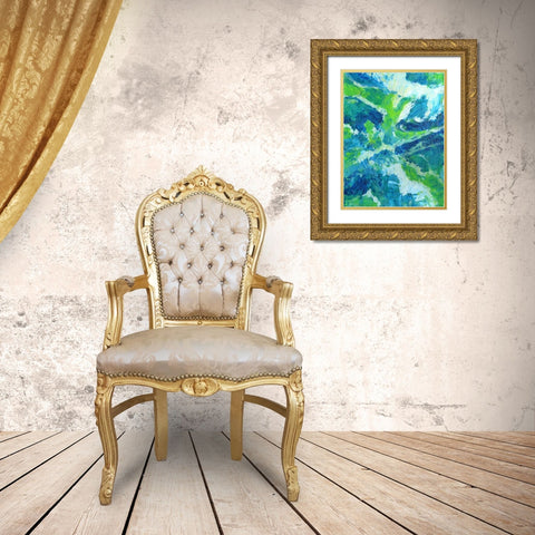 Abstract Bluegreen 2 Gold Ornate Wood Framed Art Print with Double Matting by Jenner, Roya