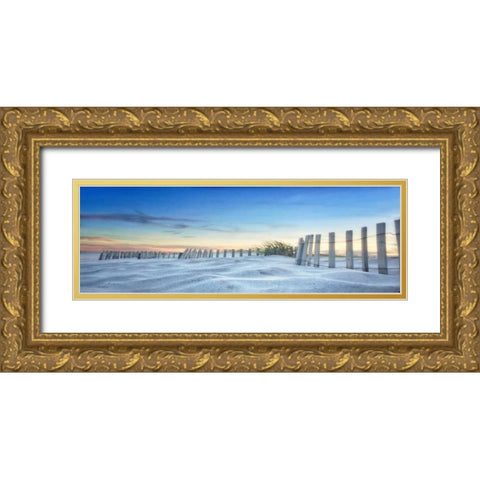 Fenced In Sunset Gold Ornate Wood Framed Art Print with Double Matting by Rowland, Joseph