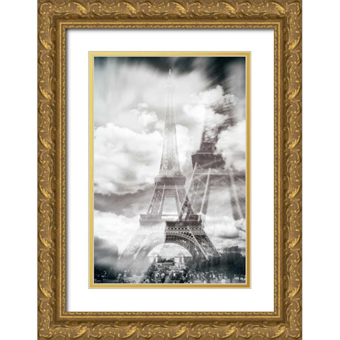 Eiffel 6 Gold Ornate Wood Framed Art Print with Double Matting by De Carvalho, Sandro