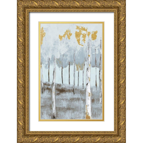 Birch Metallic Gray Day 3 Gold Ornate Wood Framed Art Print with Double Matting by Sunny