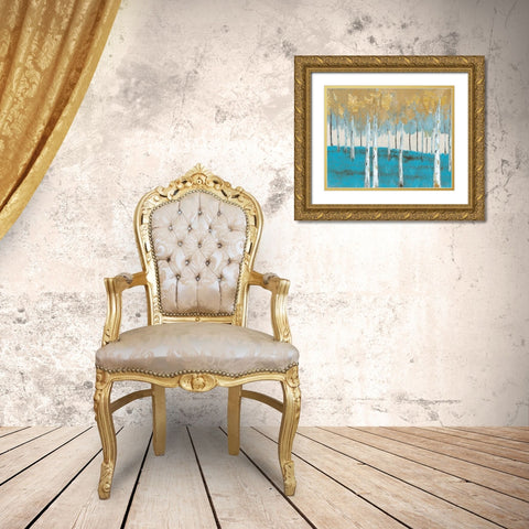 Golden Birch Ocean Gold Ornate Wood Framed Art Print with Double Matting by Sunny