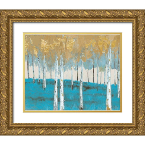 Golden Birch Ocean Gold Ornate Wood Framed Art Print with Double Matting by Sunny