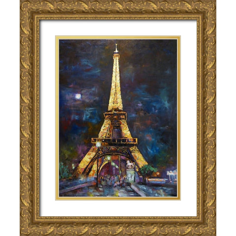 Golden Eiffel Gold Ornate Wood Framed Art Print with Double Matting by Ghanooni, Sarah