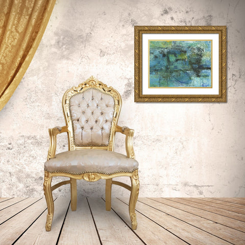Blue Lagoon Gold Ornate Wood Framed Art Print with Double Matting by Haynes, Smith
