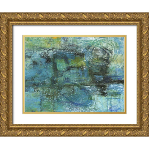 Blue Lagoon Gold Ornate Wood Framed Art Print with Double Matting by Haynes, Smith