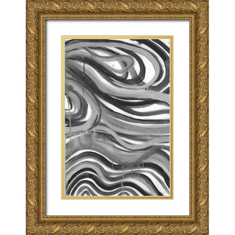 Charcoal Ripples 1 Gold Ornate Wood Framed Art Print with Double Matting by Haynes, Smith