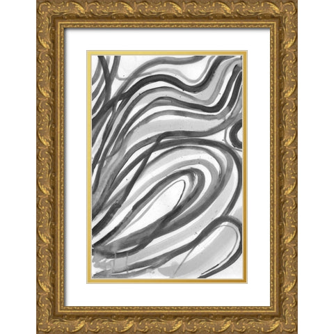 Charcoal Ripples 2 Gold Ornate Wood Framed Art Print with Double Matting by Haynes, Smith