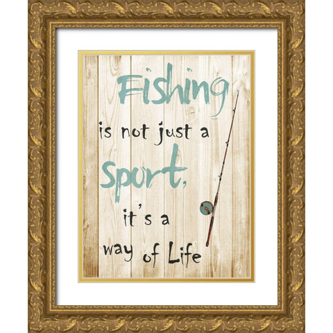 Fishing Gold Ornate Wood Framed Art Print with Double Matting by Lewis, Sheldon