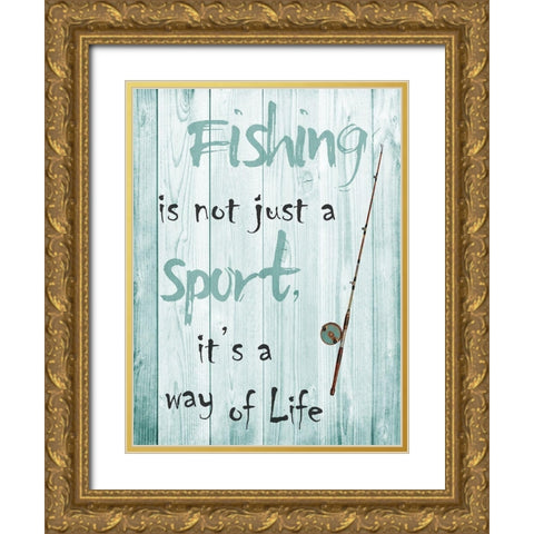 Fishing Gold Ornate Wood Framed Art Print with Double Matting by Lewis, Sheldon